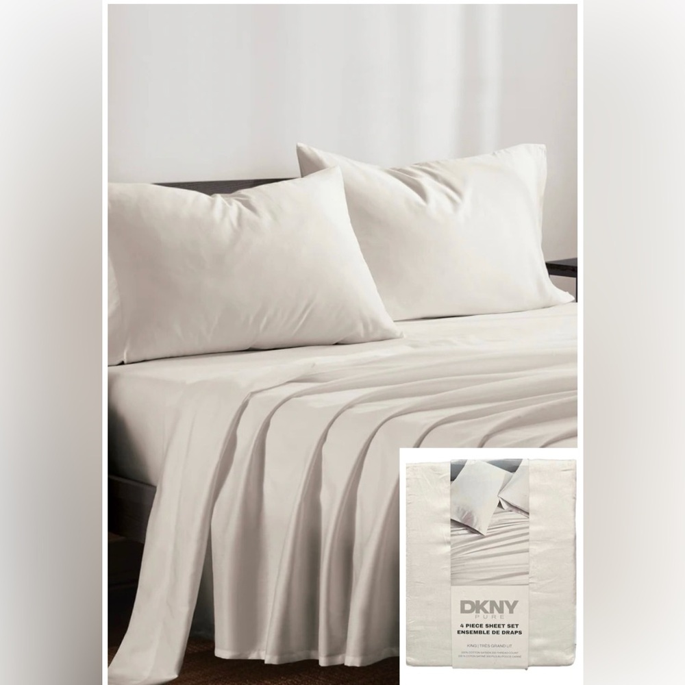 DKNY 4 Pc Cooling Sheet Set- Grand Lit color Moon Beam